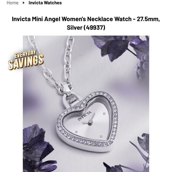 Invicta Mini 27.5mm Angel Women’s Watch Necklace Silver (49937) $199 MSRP-NEW - Picture 7 of 16